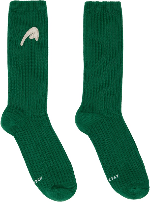 Photo: ADER error Green A-peec Logo Socks