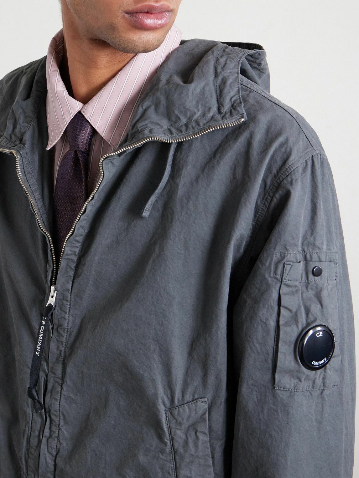 C.P. Company - Crinkled-Cotton Hooded Jacket - Gray C.P. Company
