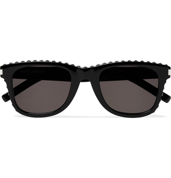 Photo: SAINT LAURENT - D-Frame Studded Acetate Sunglasses - Black