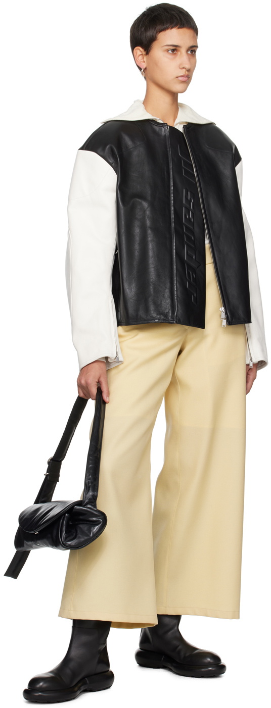 Jil Sander Black & White Embossed Leather Jacket