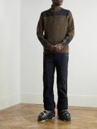 Fusalp - Theodore Jersey-Trimmed Ribbed Wool Half-Zip Sweater - Brown