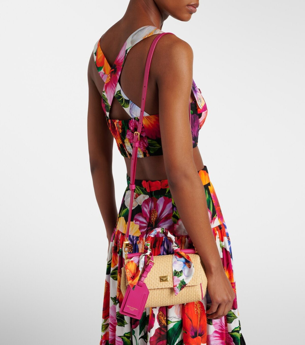 Dolce&Gabbana Sicily Small raffia-effect top-handle bag