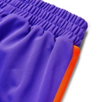 Palm Angels - Slim-Fit Logo-Print Striped Tech-Jersey Sweatpants - Men - Purple