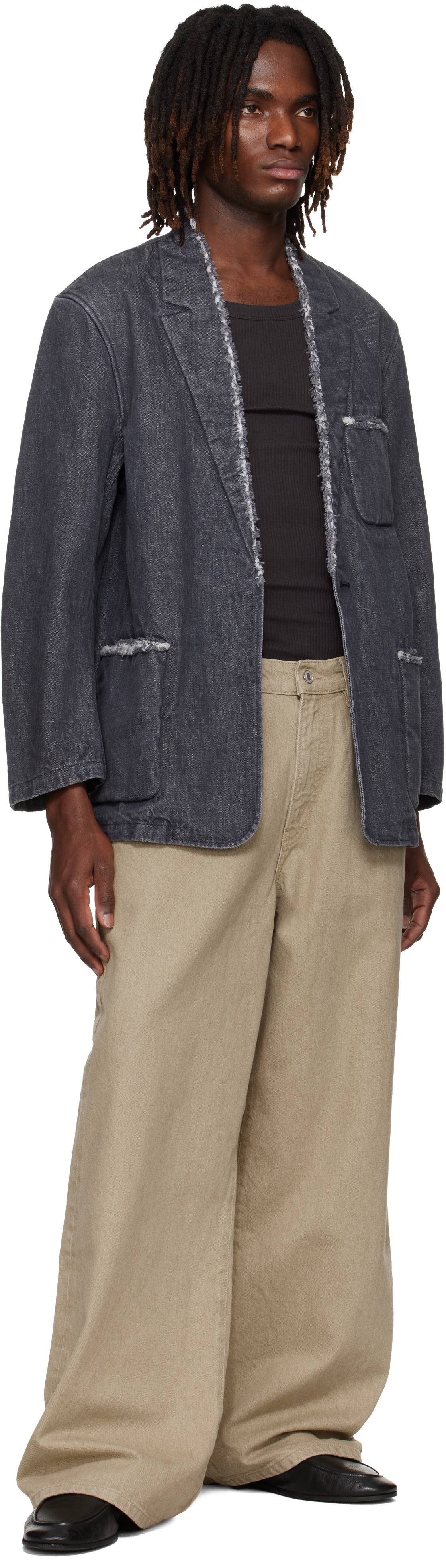 YOKE Gray Denim Cut-Off Blazer