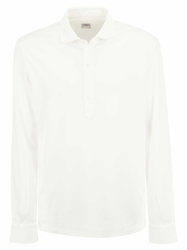 Photo: Fedeli Five - Long-sleeved Cotton Polo Shirt