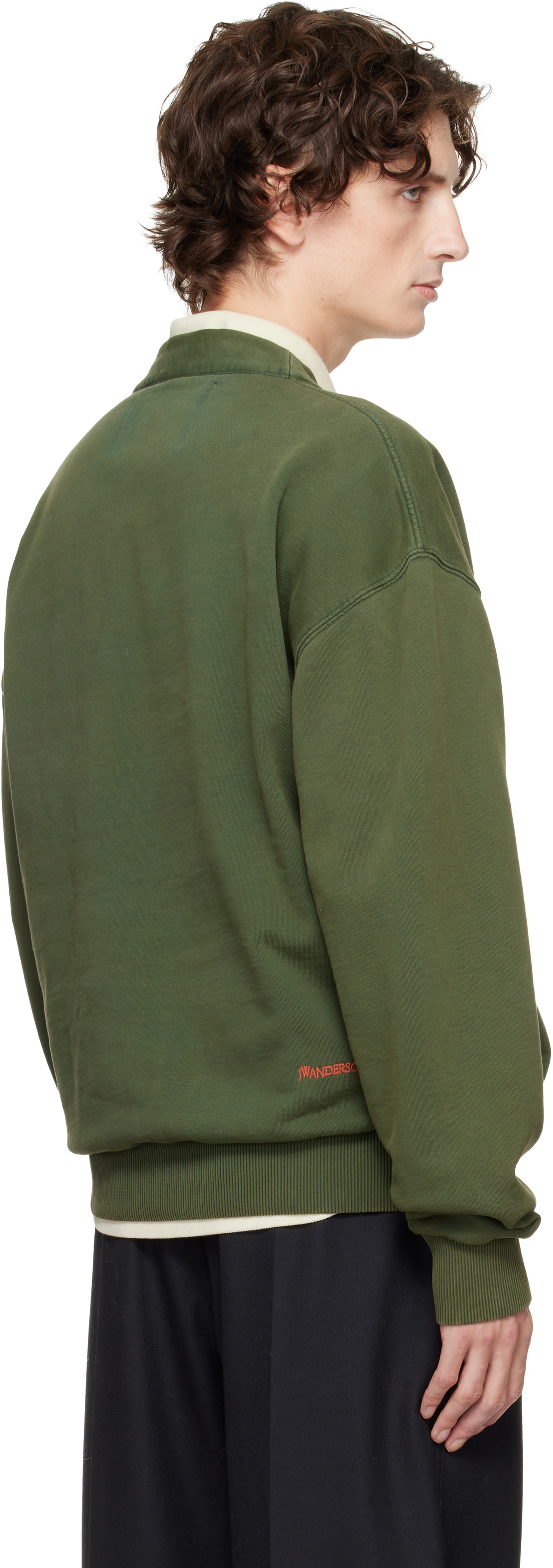 JW Anderson Green Garment-Dyed Cardigan
