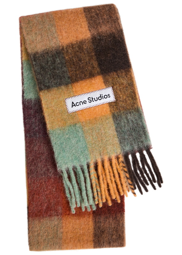 Photo: Acne Studios Vally Checked Wool-blend Scarf - Brown - One Size