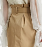Balmain Belted cotton gabardine midi skirt