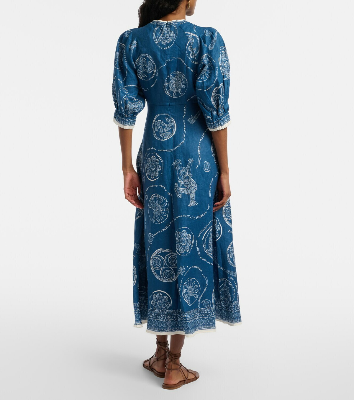 Alémais Lucky printed linen midi dress