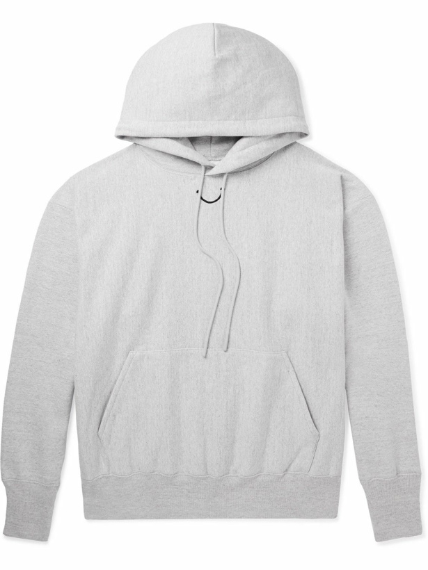 Photo: READYMADE - Logo-Print Embroidered Cotton-Blend Jersey Hoodie - Gray