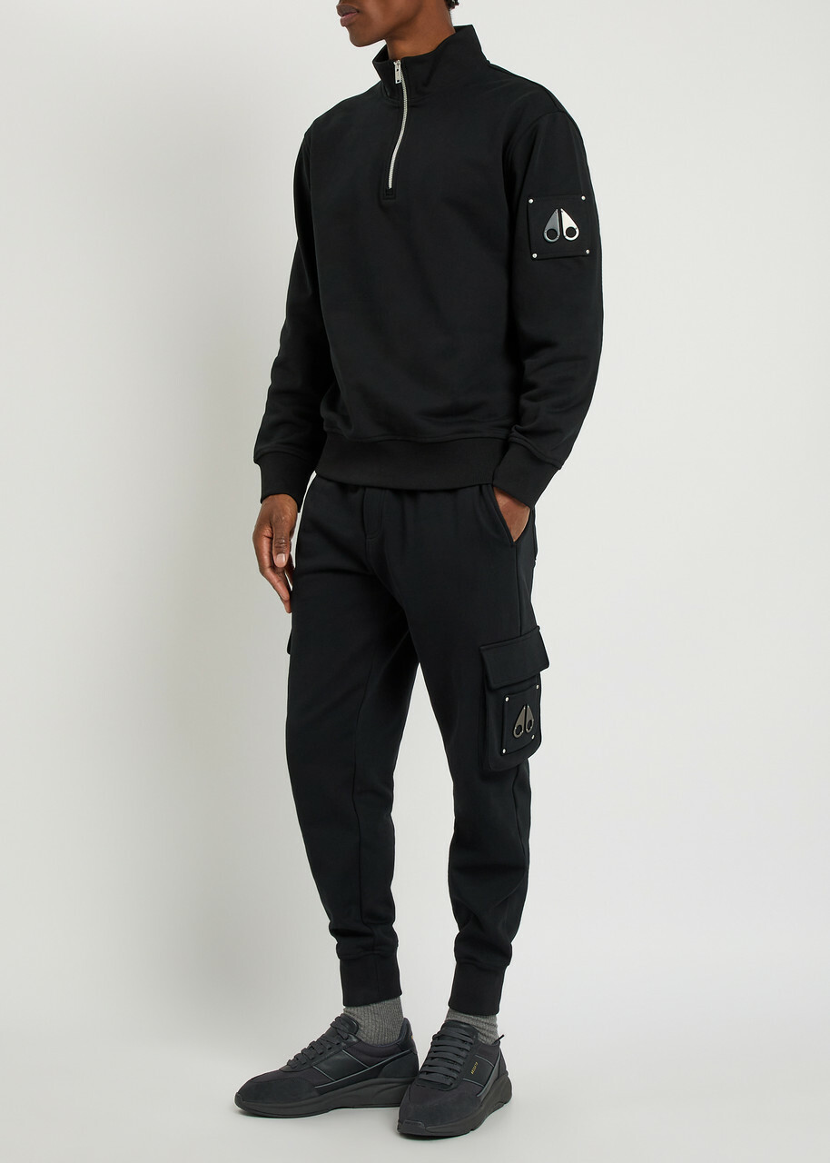 Moose Knuckles Hartsfield Tapered-leg Cotton Cargo Sweatpants Black