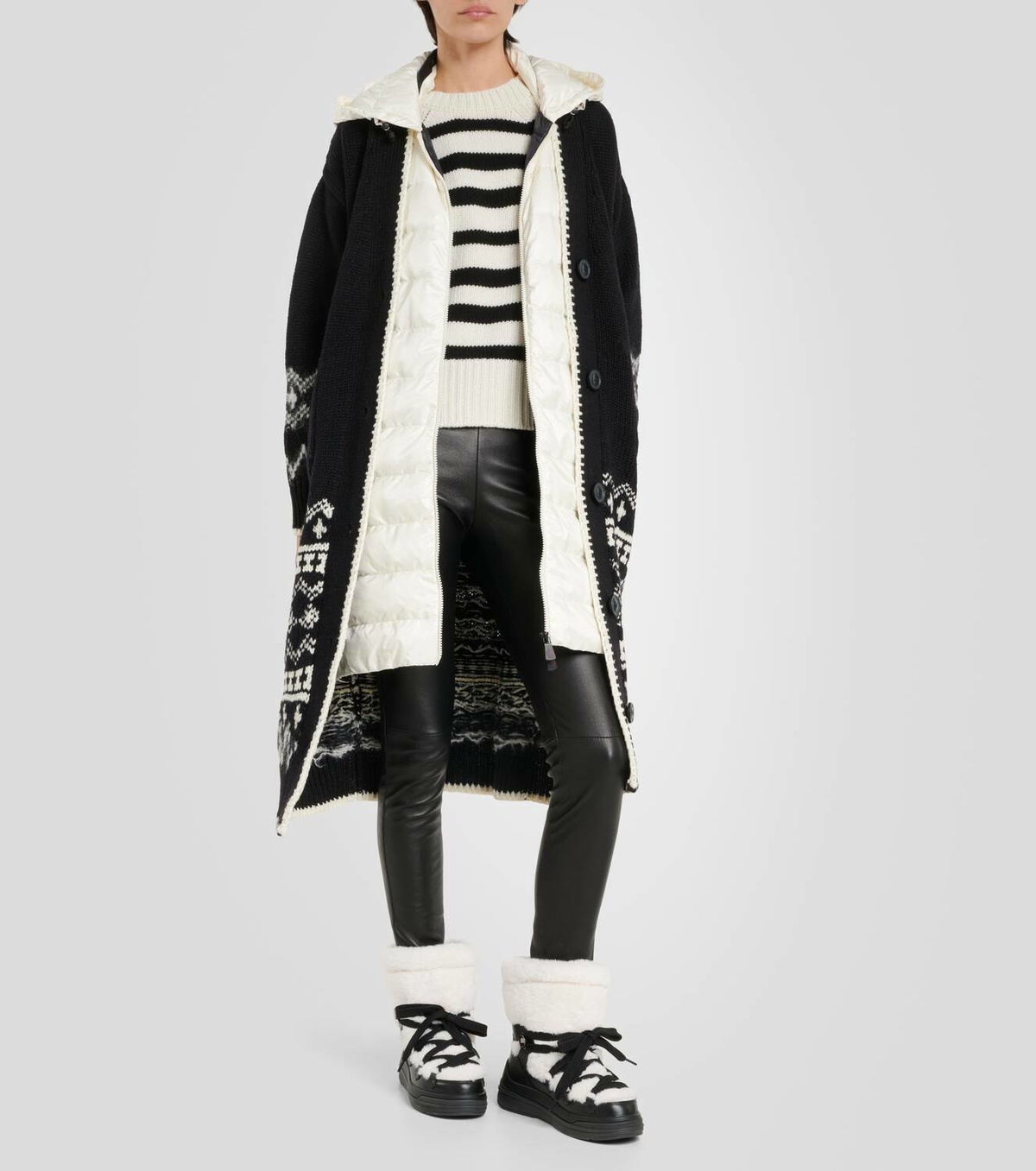 Moncler Grenoble Wool-blend jacquard down cardigan Moncler