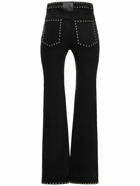 LANVIN - Embroidered Studs Flared Denim Pants