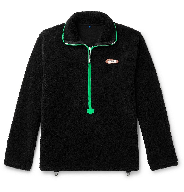 Photo: Ader Error - Logo-Appliquéd Piped Fleece Half-Zip Jacket - Black