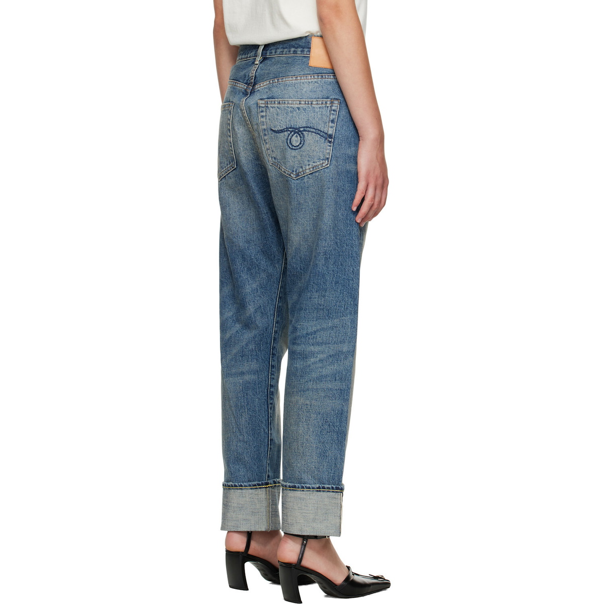 R13 Blue Cuffed Crossover Jeans