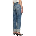 R13 Blue Cuffed Crossover Jeans