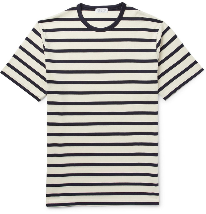 Photo: Sunspel - Striped Cotton-Jersey T-Shirt - White