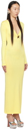 AREA Yellow Star Stud Maxi Dress