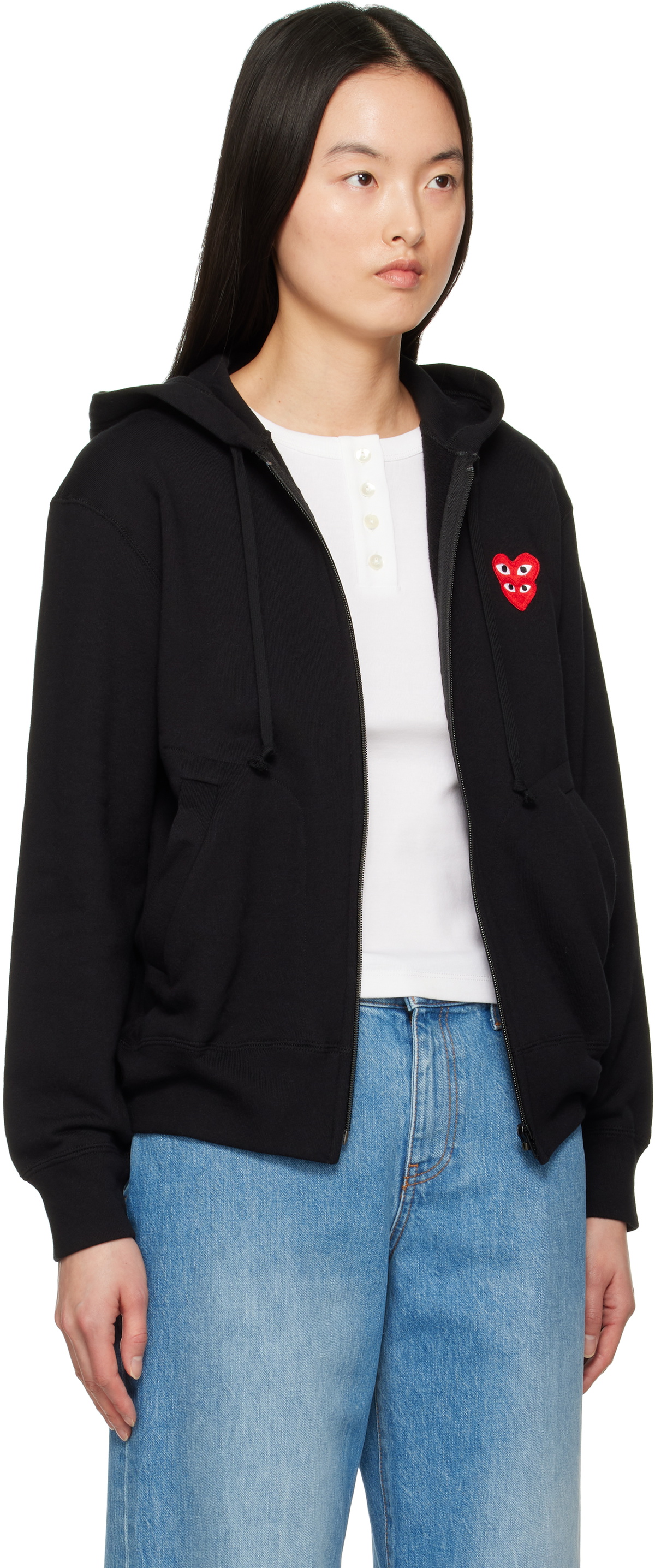 COMME des GARÇONS PLAY Black Layered Heart Hoodie