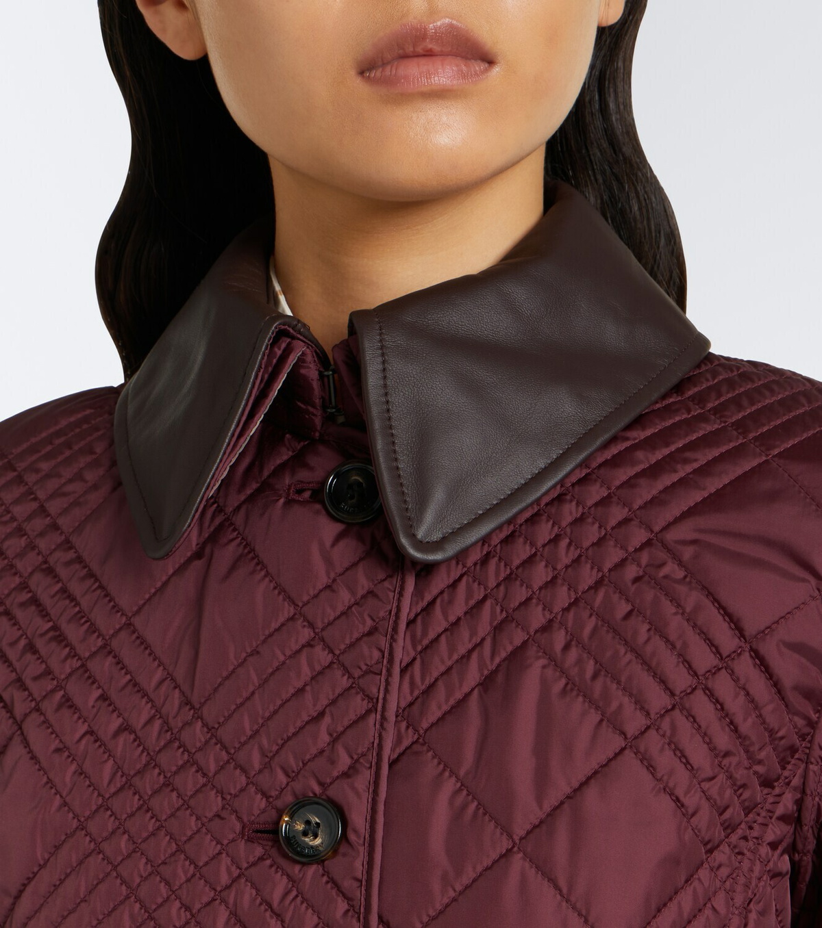 Burberry Fernleigh leather-trimmed quilted jacket