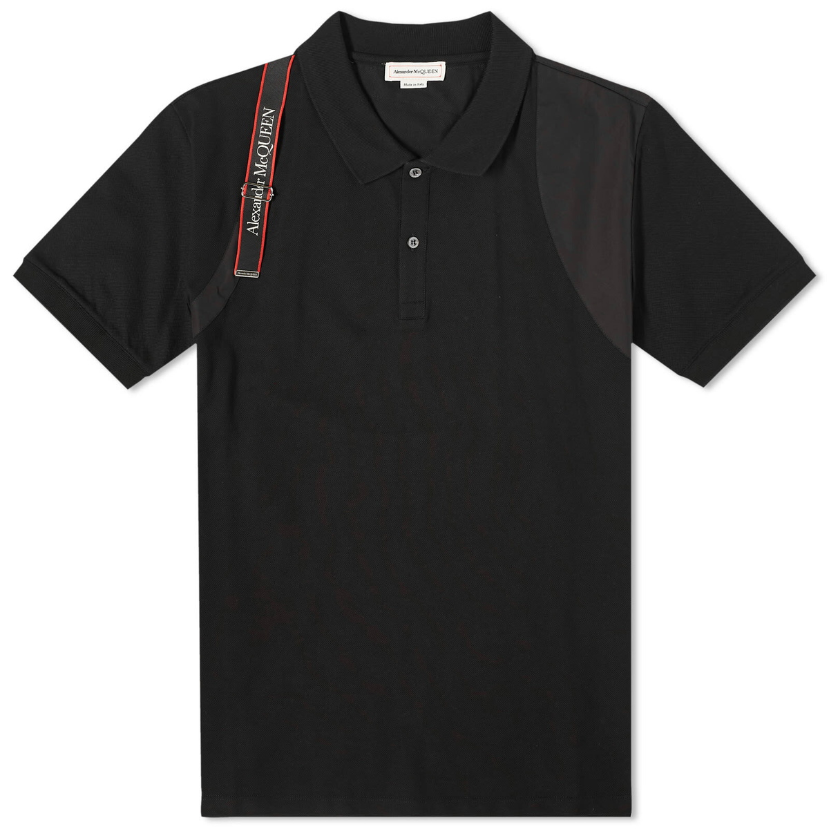 Alexander McQueen Men's Tape Logo Harness Polo Shirt in