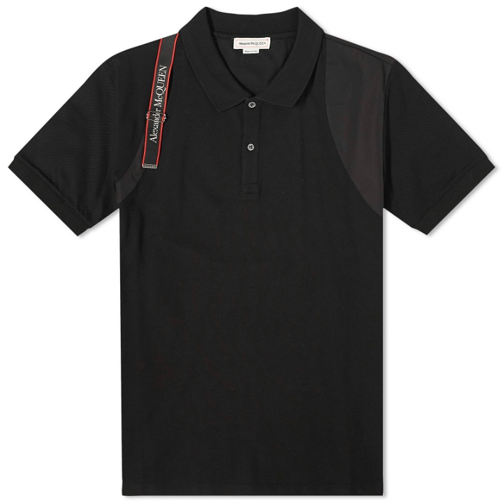Photo: Alexander McQueen Men's Tape Logo Harness Polo Shirt in Black