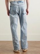 Kartik Research - Straight-Leg Upcycled Frayed Embellished Panelled Jeans - Blue