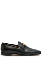 Valentino Garavani Vlogo Grained Leather Loafers Black