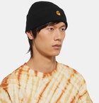 Carhartt WIP - Chase Logo-Embroidered Ribbed-Knit Beanie - Black