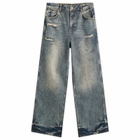 Represent Men's R3 Distressed Baggy Denim in Blue/Cream