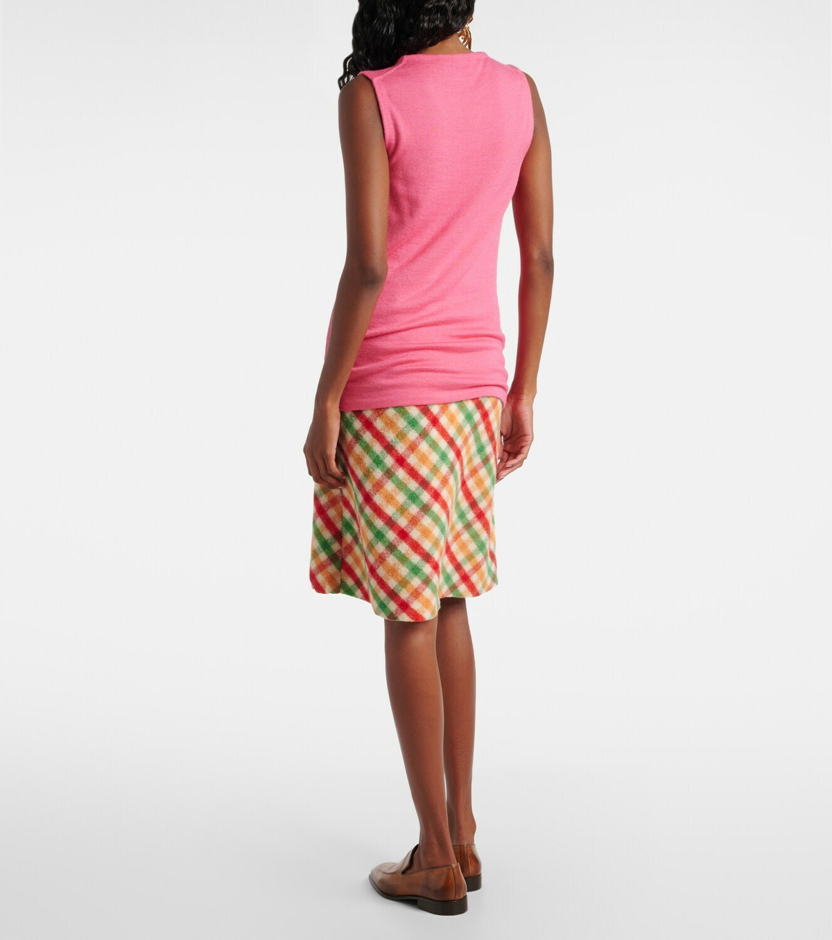 Miu Miu Logo cashmere and silk top