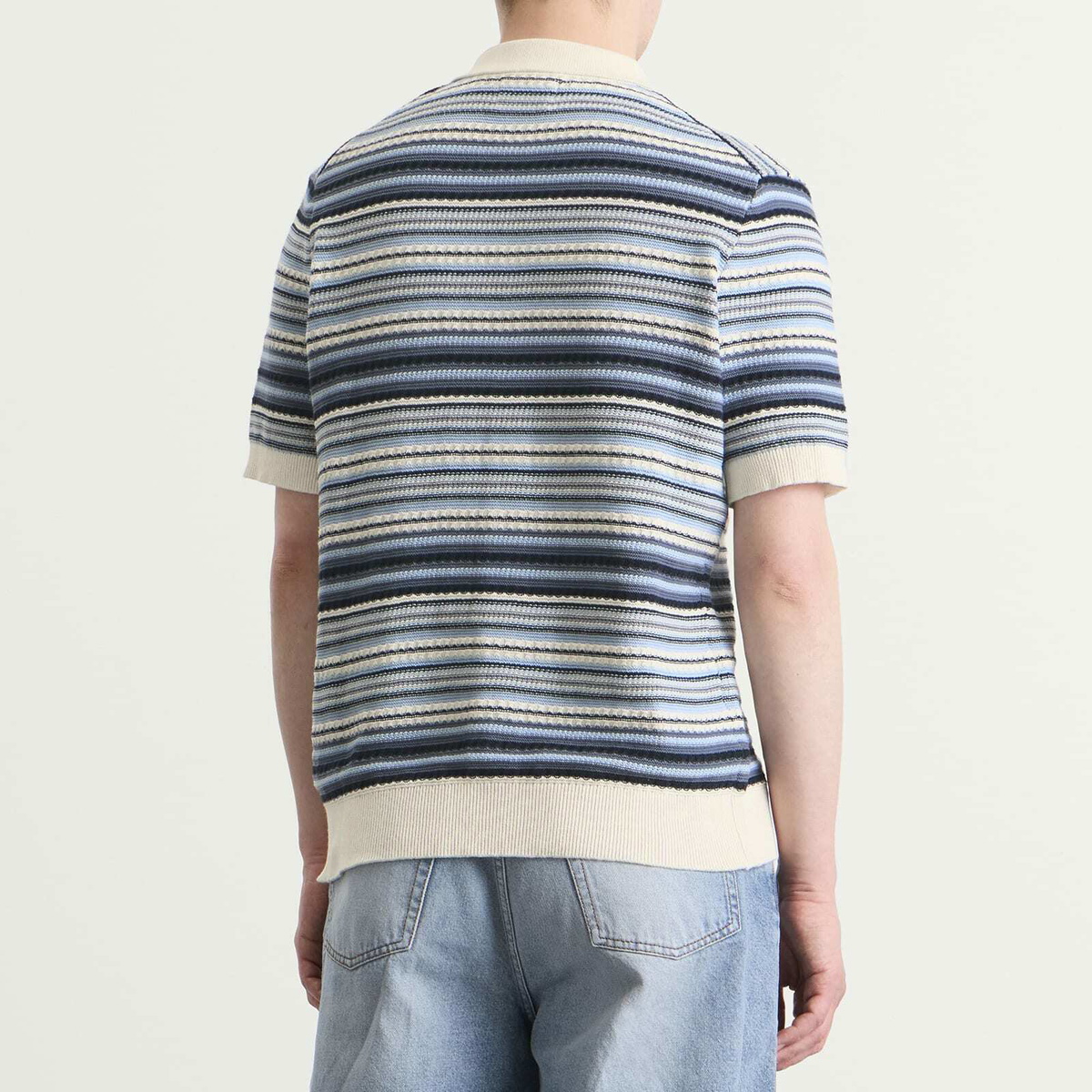 NN07 Men's Nolan Stripe Polo Cardigan in Navy Multi