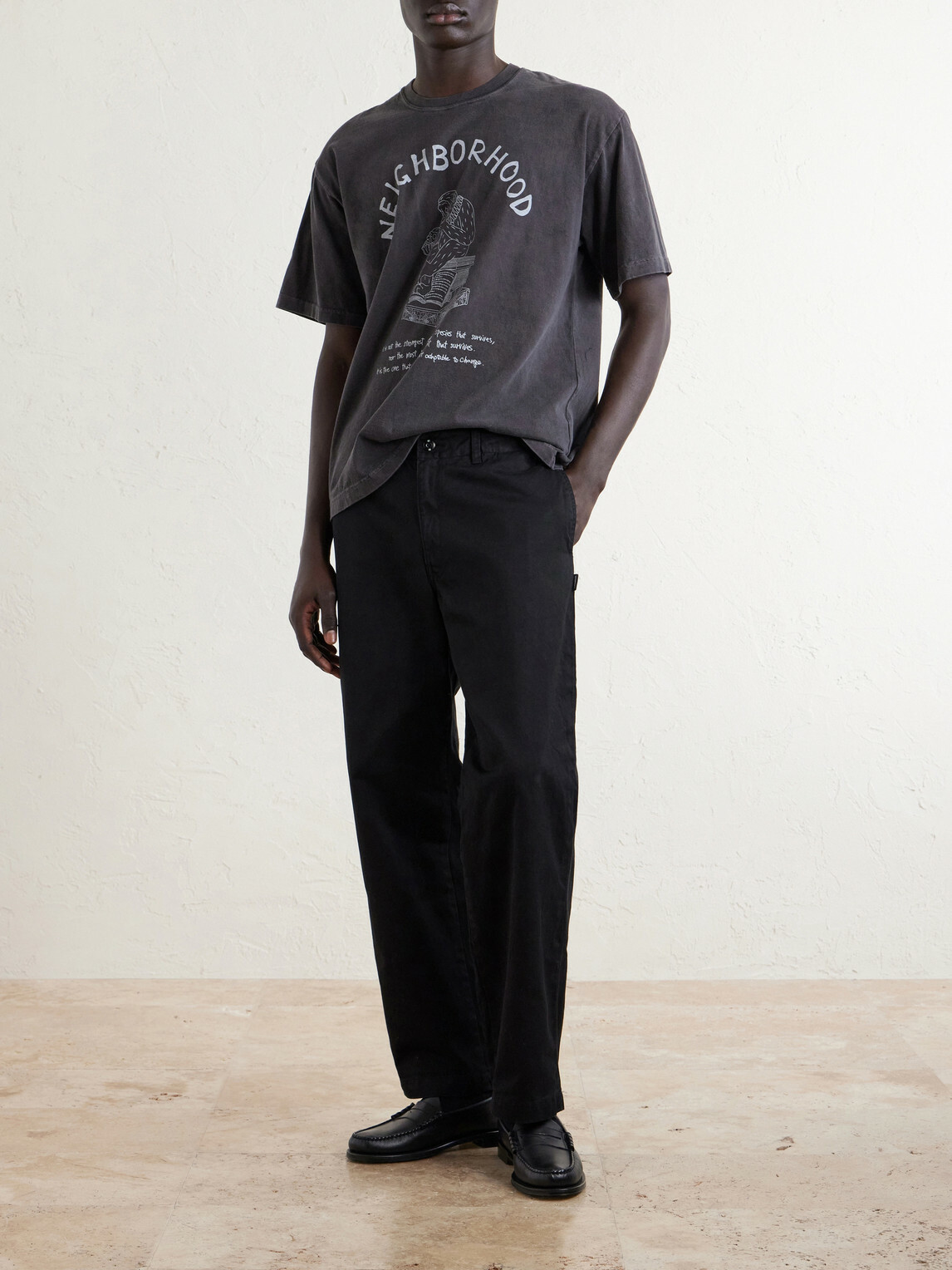Neighborhood - Printed Cotton-Jersey T-Shirt - Gray