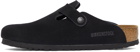 Birkenstock Black Suede Soft Footbed Boston Loafers