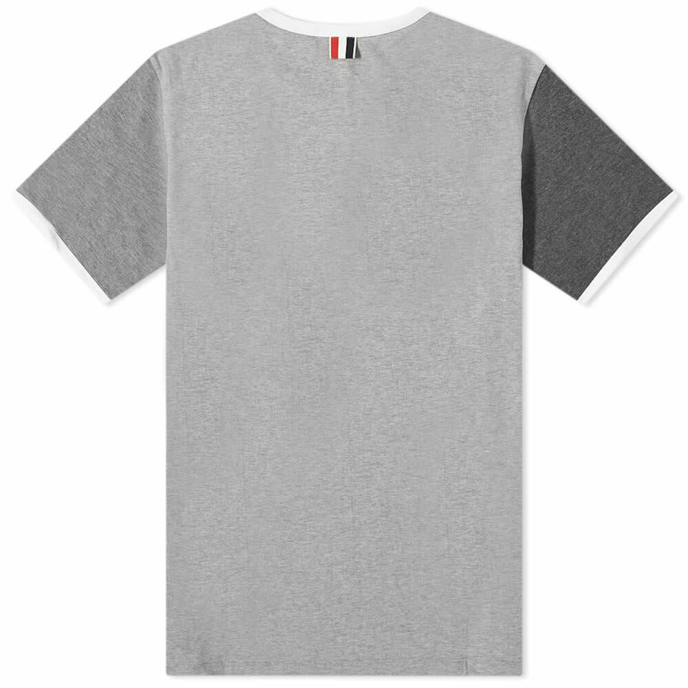 Thom Browne Men's Contrast Sleeve Ringer T-Shirt in Tonal Grey Thom Browne