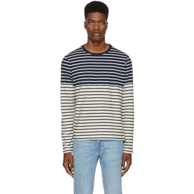 Photo: JW Anderson Navy and Off-White Multistripe T-Shirt