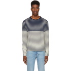 JW Anderson Navy and Off-White Multistripe T-Shirt