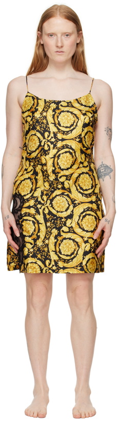 Photo: Versace Underwear Black & Yellow Barocco Slip Dress