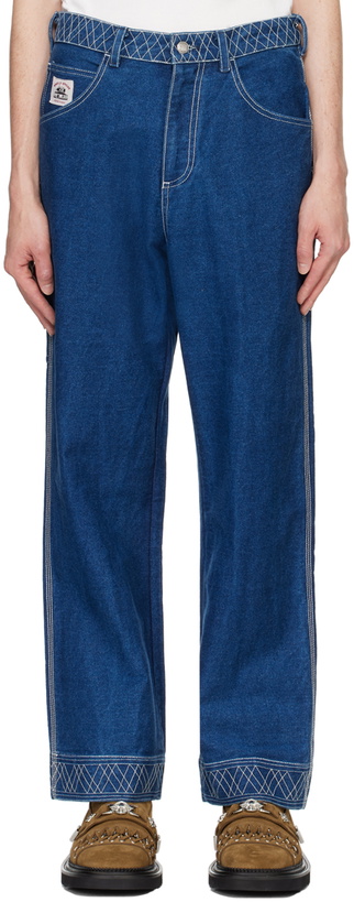 Photo: Bode Blue Embroidered Knolly Brook Jeans