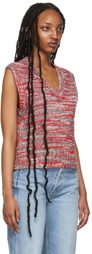 Re/Done Red & Grey 60s Sweater Vest