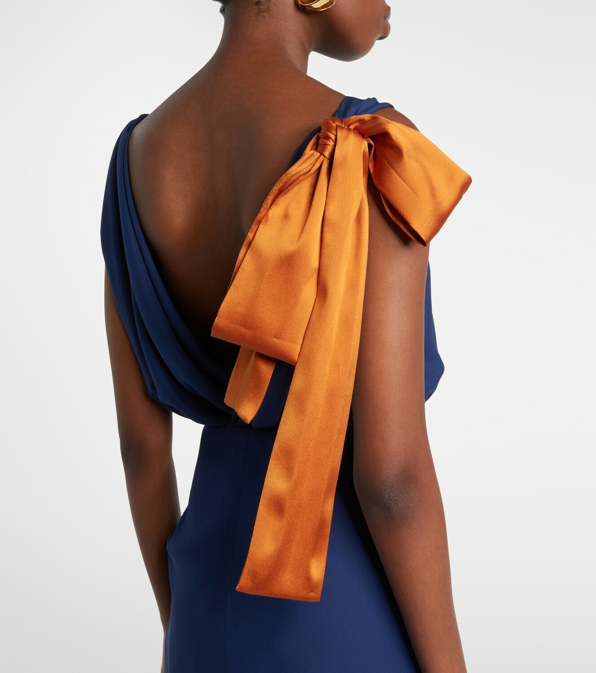 Saint Laurent Bow-detail draped silk satin gown