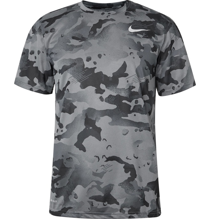Photo: Nike Training - Camouflage-Print Dri-FIT Stretch-Jersey T-Shirt - Gray
