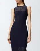 Pinko Fitted Midi Dress With Transparent Ribs Gloomy Blue