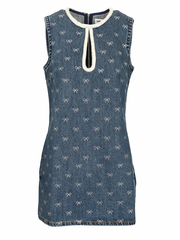Photo: self-portrait Denim Diamante Bow Mini Dress