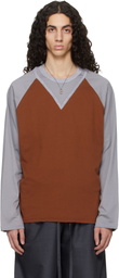 Serapis Tan & Gray W-Neck Cotton T-shirt
