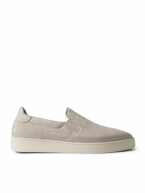 Photo: Mulo - Leather-Trimmed Suede Slip-On Sneakers - Neutrals