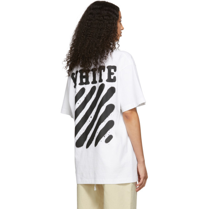 Off White SSENSE Exclusive White Diag Spray Paint T Shirt Off White