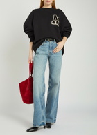 Anine Bing Miles Logo-appliquéd Cotton Sweatshirt Black