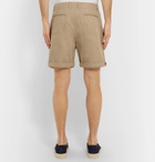 Mr P. - Garment-Dyed Peached Cotton and Linen-Blend Twill Shorts - Sand