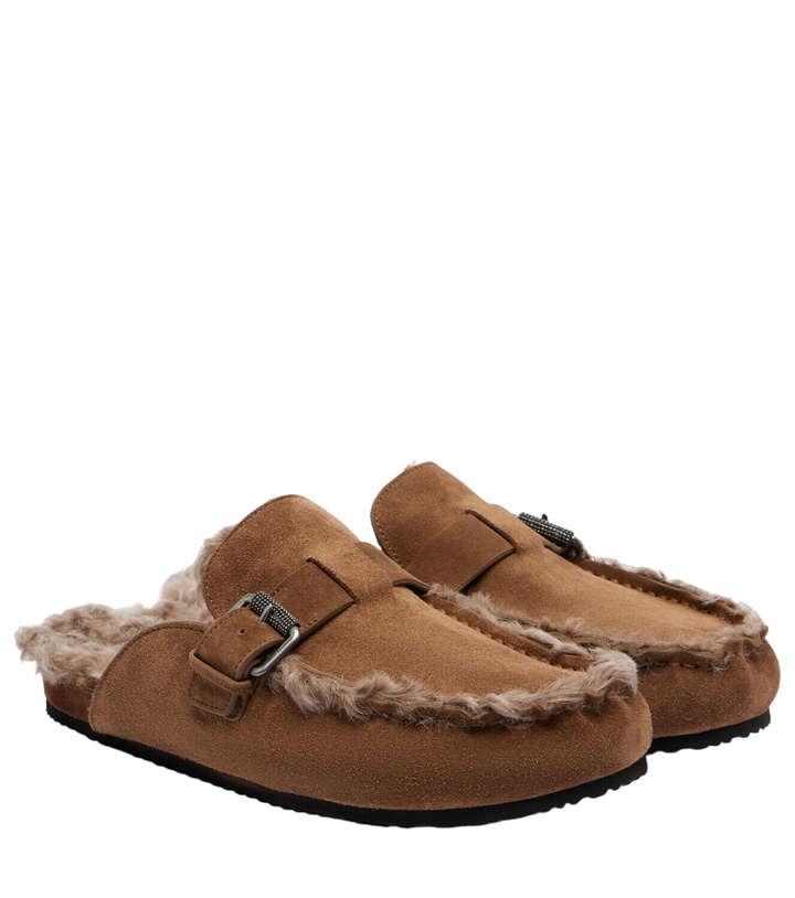 Photo: Brunello Cucinelli Shearling-lined suede slippers